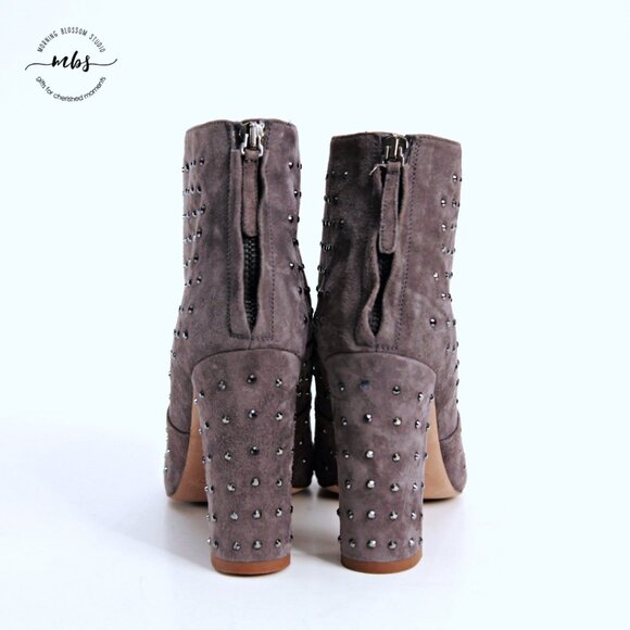 J. Crew Adele Suede Leather Studded Ankle Heel Boots Gray Women 8 - Picture 6 of 14